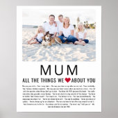 Mam foto dingen die we leuk vinden aan je Moederda Poster (Voorkant)