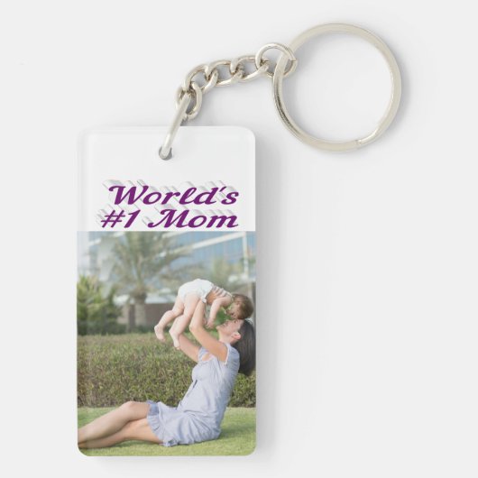 Mam Foto paarse tekst Sleutelhanger (achterkant)