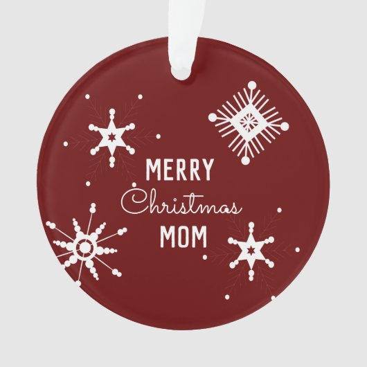 Mam Foto van Merry Kerstsnowflakes Ornament (voorkant)