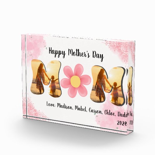 MAM fotoblok, bloem, roze bloemen, personaliseren Fotoblokken (Rechts)
