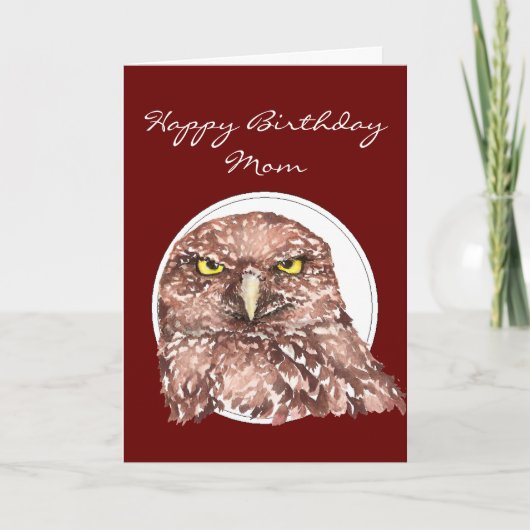 Mam Funny Birthday Burrowing Owl aanpassen Kaart (Voorkant)