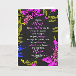 Mam Funny Moederdag Sentiment Purple Flowers Feestdagen Kaart