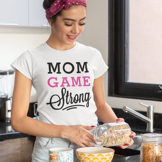 Mam Game Sterk Roze en Zwarte Citaat T-shirt