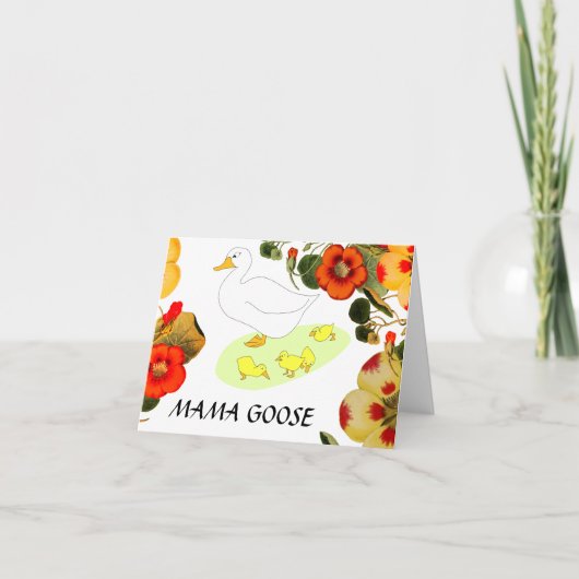 Mam gans en ganzenbloem, moederganzendag kaart (Voorkant)