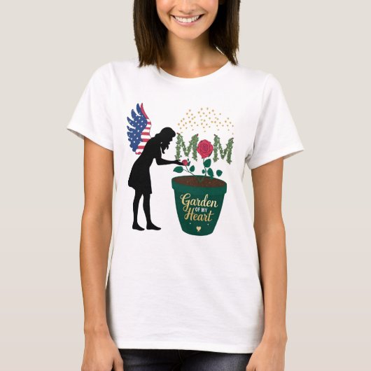 Mam – Garden of My Heart Bloemen Engel Ontwerp T-shirt (Voorkant)