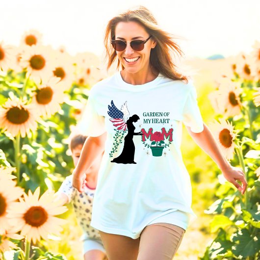 Mam – Garden of My Heart Bloemen Engel Ontwerp T-shirt