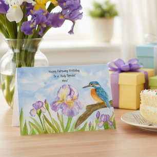 Mam Gelukkige februari verjaardag Ijsvogel Kaart