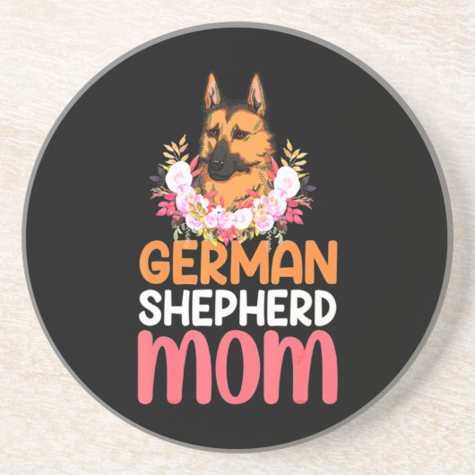 Mam German Shepard Shepherd Dog Zandsteen Onderzetter (Voorkant)