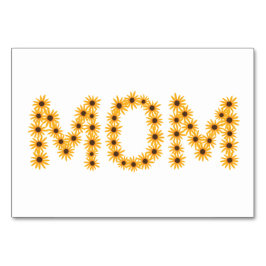 MAM gespeld met zonnebloemen, lezen flashcards Kaart