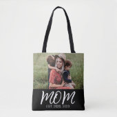 Mam gevestigde script zwarte foto tote bag (Voorkant)