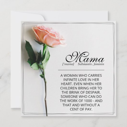 Mam, gewoon onvervangbaar | Classic Kaart - Roos M (Voorkant)