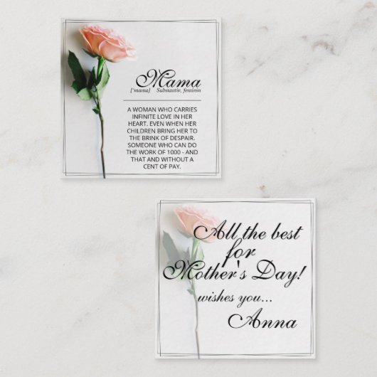 Mam, gewoon onvervangbaar | Classic Kaart - Roos M Notitiekaartje (Voorkant / Achterkant)