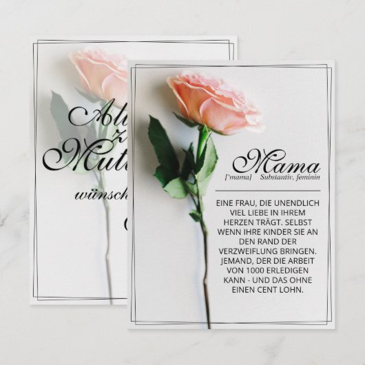 Mam, gewoon onvervangbaar | Klassieke Kaart - Roos (Voorkant / Achterkant)