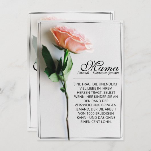 Mam, gewoon onvervangbaar | Klassieke Kaart - Roos (Voorkant / Achterkant)