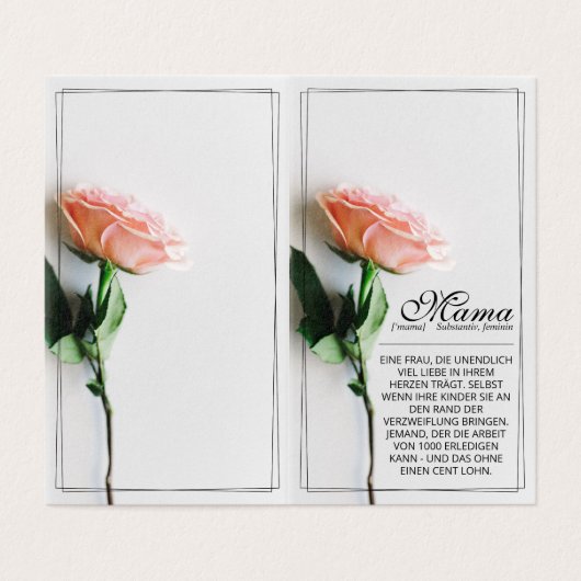 Mam, gewoon onvervangbaar | Klassieke Kaart - Roos (Buitenkant ongevouwen)