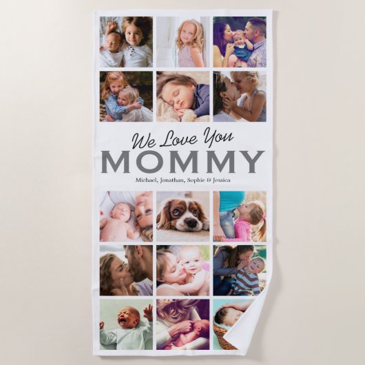 Mam Gift 15 Photo Collage Beach Towel Strandlaken (Voorkant)