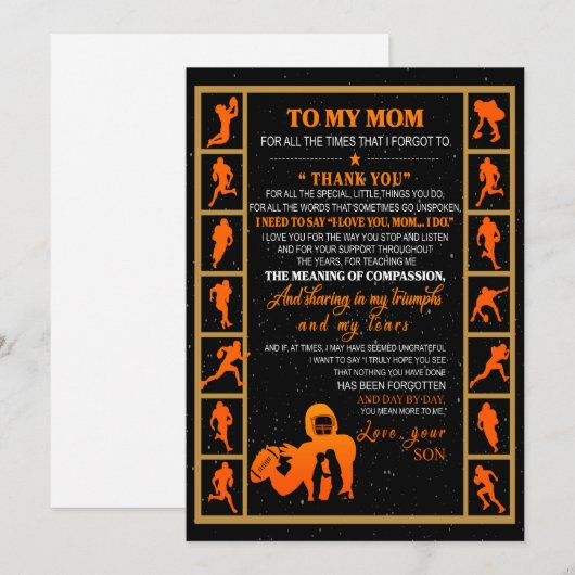 Mam Gift | Brief aan mijn moeder van uw zoon Feestdagenkaart (Voorkant / Achterkant)