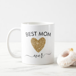 Mam Gift Moederdag Best mam Gold Glitter Heart Koffiemok