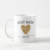 Mam Gift Moederdag Best mam Gold Glitter Heart Koffiemok (Links)
