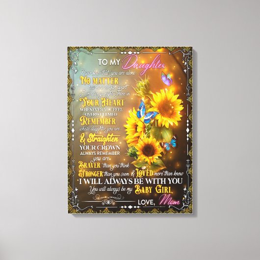 Mam Gift voor je dochter Blanket Sunflower Canvas Afdruk (Voorkant)