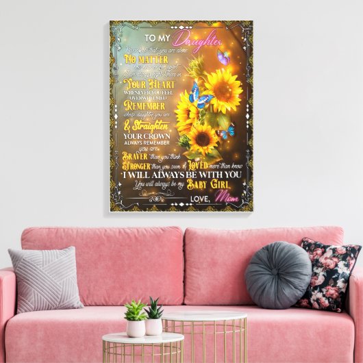 Mam Gift voor je dochter Blanket Sunflower Canvas Afdruk (Insitu (Woonkamer))