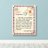 Mam Gifts | Brief aan mijn moeder van de zoon Canvas Afdruk (Insitu (Houten vloer))