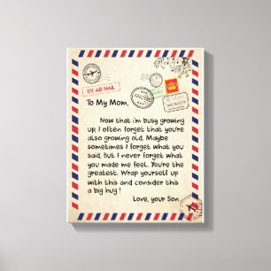 Mam Gifts   Brief aan mijn moeder van de zoon Canvas Afdruk