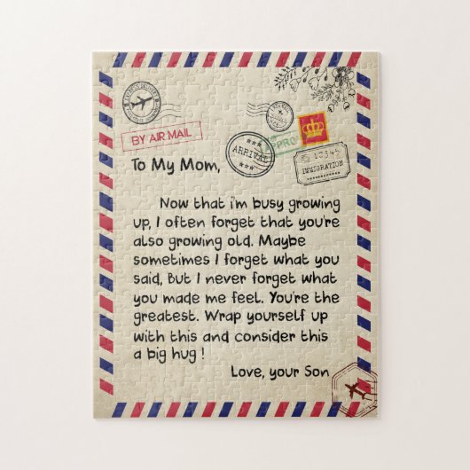 Mam Gifts | Brief aan mijn moeder van de zoon Legpuzzel (Verticaal)