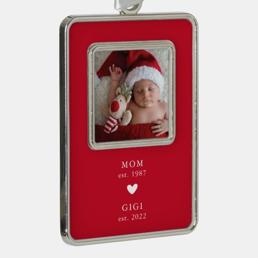mam | Gigi Year Est. kerstversiering Verzilverd Omlijst Ornament (Rechts)