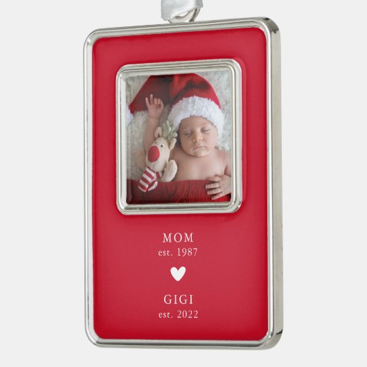 mam | Gigi Year Est. kerstversiering Verzilverd Omlijst Ornament (Links)