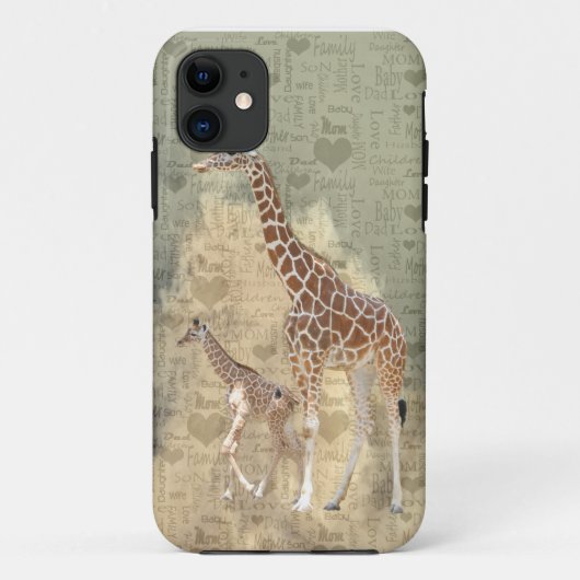 Mam Giraffe en Baby iPhone 5 Hoesje (Achterkant)