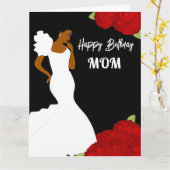 Mam Glam Red Roses African American Birthday Card Kaart (Gele Bloem)