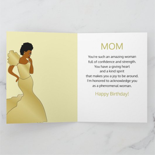 Mam Glam Red Roses African American Birthday Card Kaart (Binnen)