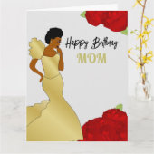 Mam Glam Red Roses African American Birthday Card Kaart (Gele Bloem)