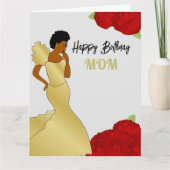 Mam Glam Red Roses African American Birthday Card Kaart (Voorkant)