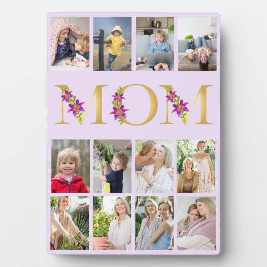 Mam Gold Flower Letters 12 Vertical Photo Collage Fotoplaat (voorkant)