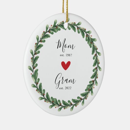 mam | Gram Year Est. Keramisch siermiddel Keramisch Ornament (Rechts)