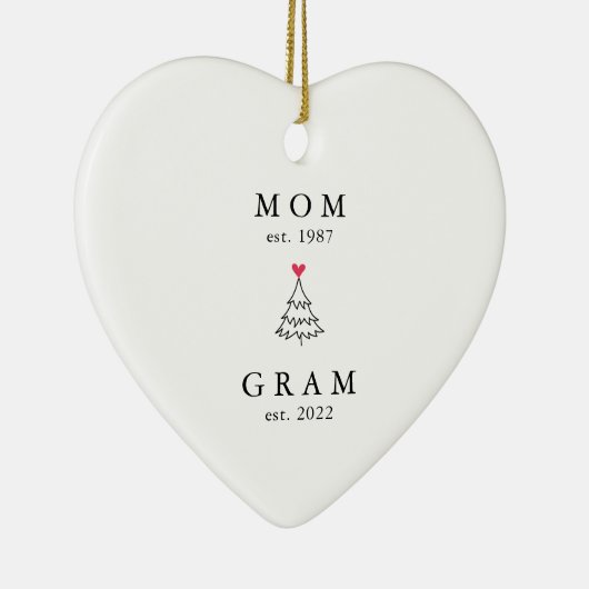 mam | Gram Year Est. Kerstakeramische versiering Keramisch Ornament (Rechts)