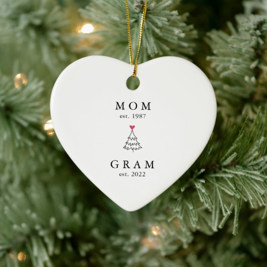 mam | Gram Year Est. Kerstakeramische versiering Keramisch Ornament (Boom)
