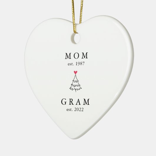 mam | Gram Year Est. Kerstakeramische versiering Keramisch Ornament (Links)