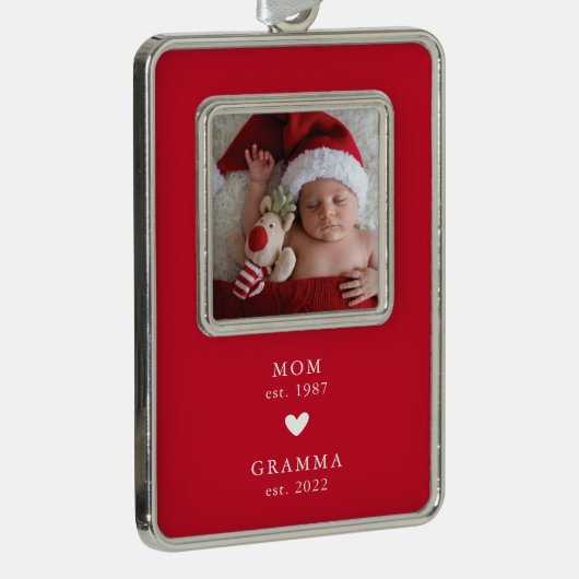 mam | Grammajaar Oost. kerstversiering Verzilverd Omlijst Ornament (Rechts)