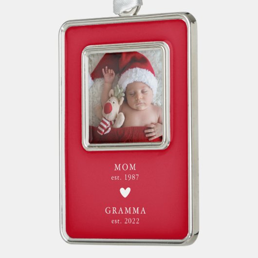 mam | Grammajaar Oost. kerstversiering Verzilverd Omlijst Ornament (Links)