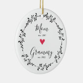 mam | Grammy Year Est. Heart Ceramic Ornament (Rechts)