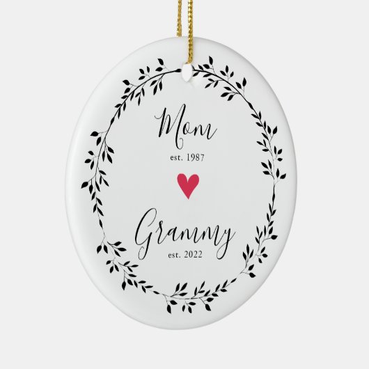 mam | Grammy Year Est. Heart Ceramic Ornament (Rechts)
