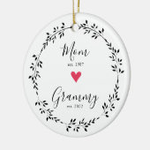 mam | Grammy Year Est. Heart Ceramic Ornament (Links)