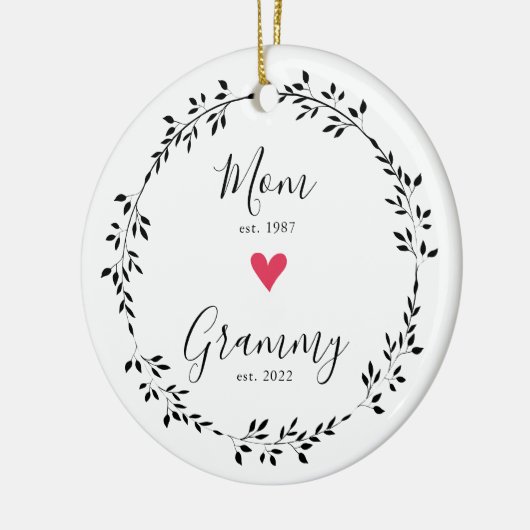 mam | Grammy Year Est. Heart Ceramic Ornament (Links)