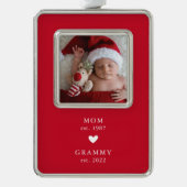 mam | Grammy Year Est. kerstversiering Verzilverd Omlijst Ornament (Voorkant)