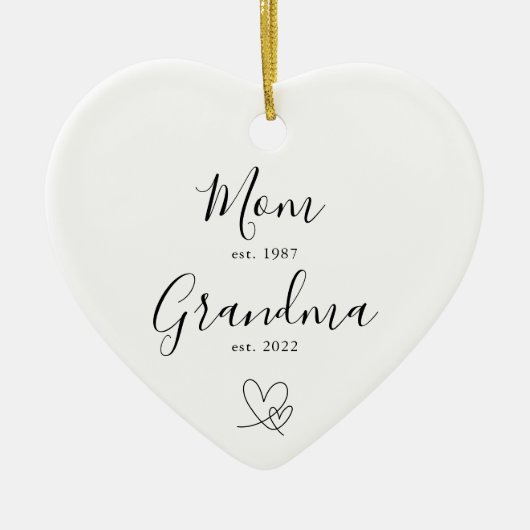 mam | Grandma Heart Ceramic Ornament (Voorkant)
