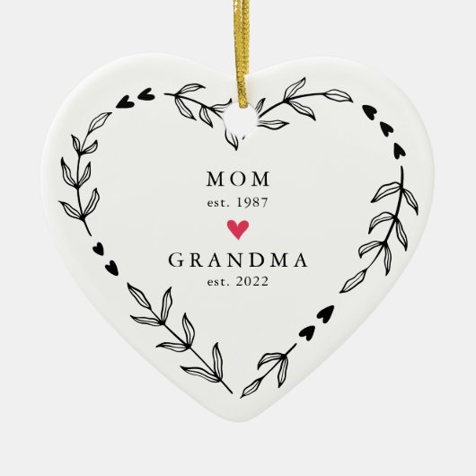 mam | Grandma Heart Ceramic Ornament (Voorkant)