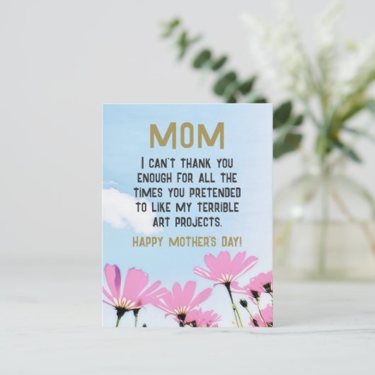 Mam Grappig Quote Humor Bloemen Bloemen Bloemen Bl Briefkaart (Staand voorkant)